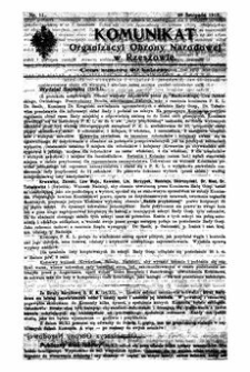 Komunikat Organizacyi Obrony Narodowej w Rzeszowie. 1918, nr 11 (28 listopada)