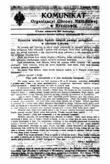 Komunikat Organizacyi Obrony Narodowej w Rzeszowie. 1918, nr 12 (2 grudnia)