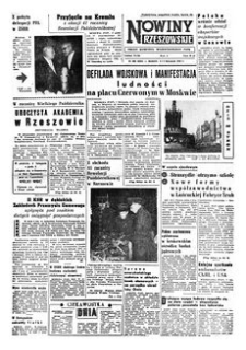 Nowiny Rzeszowskie : organ Komitetu Wojewódzkiego PZPR. 1958, R. 10, nr 266 (8-9 listopada)