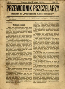 Przewodnik Pszczelarzy : dodatek do „Przewodnika Kółek rolniczych”. 1924, R. 4, nr 1 (10 lutego)