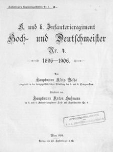 K. und k. Infanterieregiment Hoch- und Deutschmeister Nr. 4 : 1696-1906