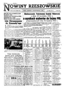 Nowiny Rzeszowskie : organ Komitetu Wojewódzkiego PZPR. 1961, R. 13, nr 92 (19 kwietnia)