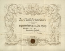 [Certyfikat potwierdzający przyjęcie Ignacego Schaittera w poczet członków Verein zur Beförderung der bildenden Künste w Wiedniu]
