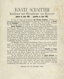 [Krótka biografia ze zdjęciem Ignacego Schaittera wydana w języku polskim i niemieckim w 100. rocznicę jego urodzin]