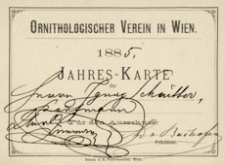[Ornitologischer Verein in Wien 1885 : Jahres-Karte]