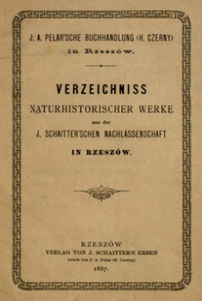 Verzeichniss naturhistorischer Werke aus der I. Schaitter’schen Nachlassenschaft in Rzeszów