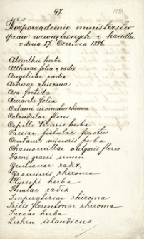 [Lista przedmiotów do celów lekarskich dopuszczonych do sprzedaży w innych handlach prócz aptek Rozporządzeniem ministerstw spraw wewnętrznych i handlu z dnia 17. czerwca 1886]