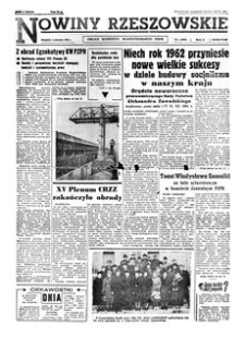 Nowiny Rzeszowskie : organ Komitetu Wojewódzkiego PZPR. 1962, R. 14, nr 1 (2 stycznia)
