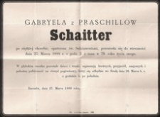 [Nekrolog Gabrieli Schaitter z d. Praschill]