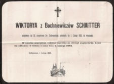 [Nekrolog Wiktorii Schaitter z d. Bochniewicz]