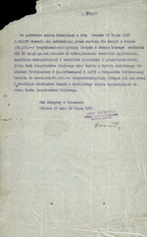 [Pismo z sądu okręgowego w Rzeszowie zezwalające na intabulację prawa zastawu na zabezpieczenie kredytu udzielonego Michałowi i Zofii Gottmanom przez Bank Gospodarstwa Krajowego]