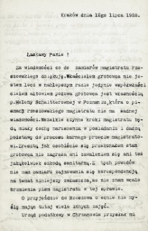 [List Ignacego Schaittera do Michała Gottmana w sprawie grobowca rodzinnego w Rzeszowie oraz spraw podatkowych]