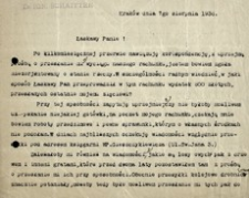 [List Ignacego Schaittera do Michała Gottmana zawierający m.in. prośbę o przesłanie gotówki oraz wyciągu z rachunku]