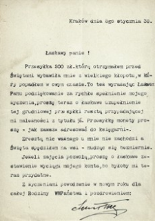 [List Ignacego Schaittera do Michała Gottmana w sprawie przesyłek pieniężnych i wyciągu z konta]