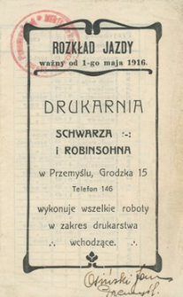 Rozkład Jazdy : ważny od 1-go maja 1916