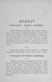 Statut Towarzystwa „Kasyna stryjskiego”