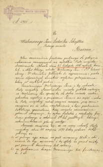 [Pismo z magistratu miasta Rzeszowa do Ludwika Schaittera w sprawie wzmocnienia funduszu grobowego przez podwyższenie taksy od zwykłych grobów]