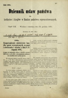 Dziennik ustaw państwa dla królestw i krajów w Radzie państwa reprezentowanych. 1891, cz. 54