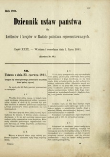 Dziennik ustaw państwa dla królestw i krajów w Radzie państwa reprezentowanych. 1891, cz. 29