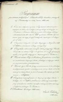 Programm posiedzenia połączonych Oddziałów Izby handlowo-przemysłowej krakowskiej we środę 7 marca 1860 roku