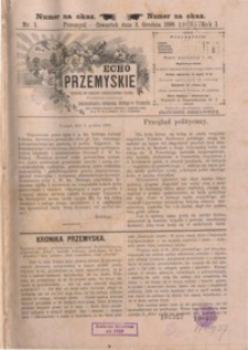 Echo Przemyskie : organ Stronnictwa Katolicko-Narodowego. 1896, R. 1, nr 1-9 (grudzień)