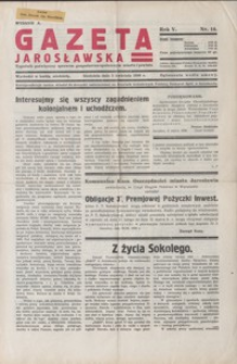 Gazeta Jarosławska : tygodnik poświęcony sprawom gospodarczo-społecznym miasta i powiatu. 1936, R. 5, nr 14-17 (kwiecień)