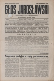 Głos Jarosławski : czasopismo katolicko-narodowe. 1927, R. 1, nr 14-18 (grudzień)