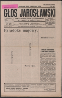 Głos Jarosławski : organ Stronnictwa Narodowego. 1929, R. 3, nr 14-17 (kwiecień)
