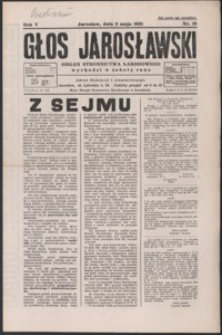 Głos Jarosławski : organ Stronnictwa Narodowego. 1931, R. 5, nr 18-22 (maj)