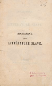Mickiewicz de la littérature slave