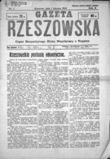 Gazeta Rzeszowska : organ Bezpartyjnego Bloku Współpracy z Rządem. 1929, R. 2, nr 1-52