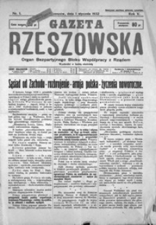 Gazeta Rzeszowska : organ Bezpartyjnego Bloku Współpracy z Rządem. 1932, R. 5, nr 1-52