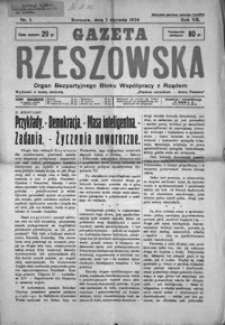 Gazeta Rzeszowska : organ Bezpartyjnego Bloku Współpracy z Rządem. 1934, R. 7, nr 1-52