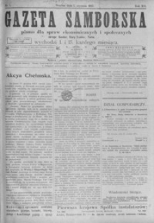 Gazeta Samborska : pismo dla spraw ekonomicznych i społecznych okręgu: Sambor, Stary Sambor, Turka. 1912, R. 12, nr 1-12, 14-24