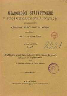 Wiadomości Statystyczne o Stosunkach Krajowych T. 24, z. 1