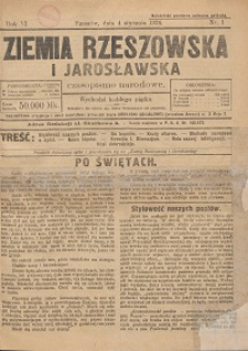 Ziemia Rzeszowska i Jarosławska : czasopismo narodowe. 1924, R. 6, nr 1 - 10
