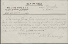 [List Aleksandra Zelwerowicza do Józefa Wiśniowskiego, 13.09.1920]