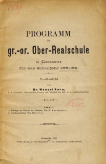 Programm der Gr.-Or. Ober-Realschule in Czernowitz fur das Schuljahr 1891/92