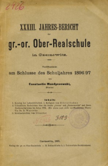 Jahresbericht der Gr.-Or. Ober-Realschule in Czernowitz am Schlusse des Schuljahres1896/97