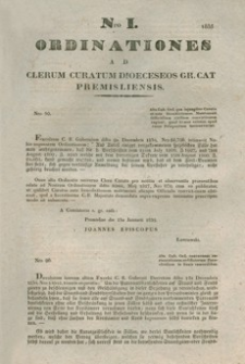 Ordinationes Ad Clerum Curatum Dioeceseos Gr. Cat. Premisliensis. Nro I
