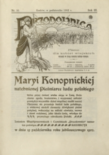 Przodownica : pismo dla kobiet wiejskich. 1902, R. 3, nr 10 (19 października 1902)