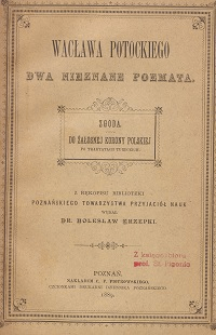 Wacława Potockiego dwa nieznane poemata ; Do żałosnej Korony Polskiej po traktatach tureckich