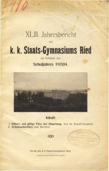 Jahresbericht des K. K. Staats-Gymnasiums Ried am Schlusse des Schuljahres 1913/14