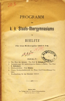 Programm des K. K. Staats-Obergymnasiums in Bielitz fur das Schuljahr 1877/78
